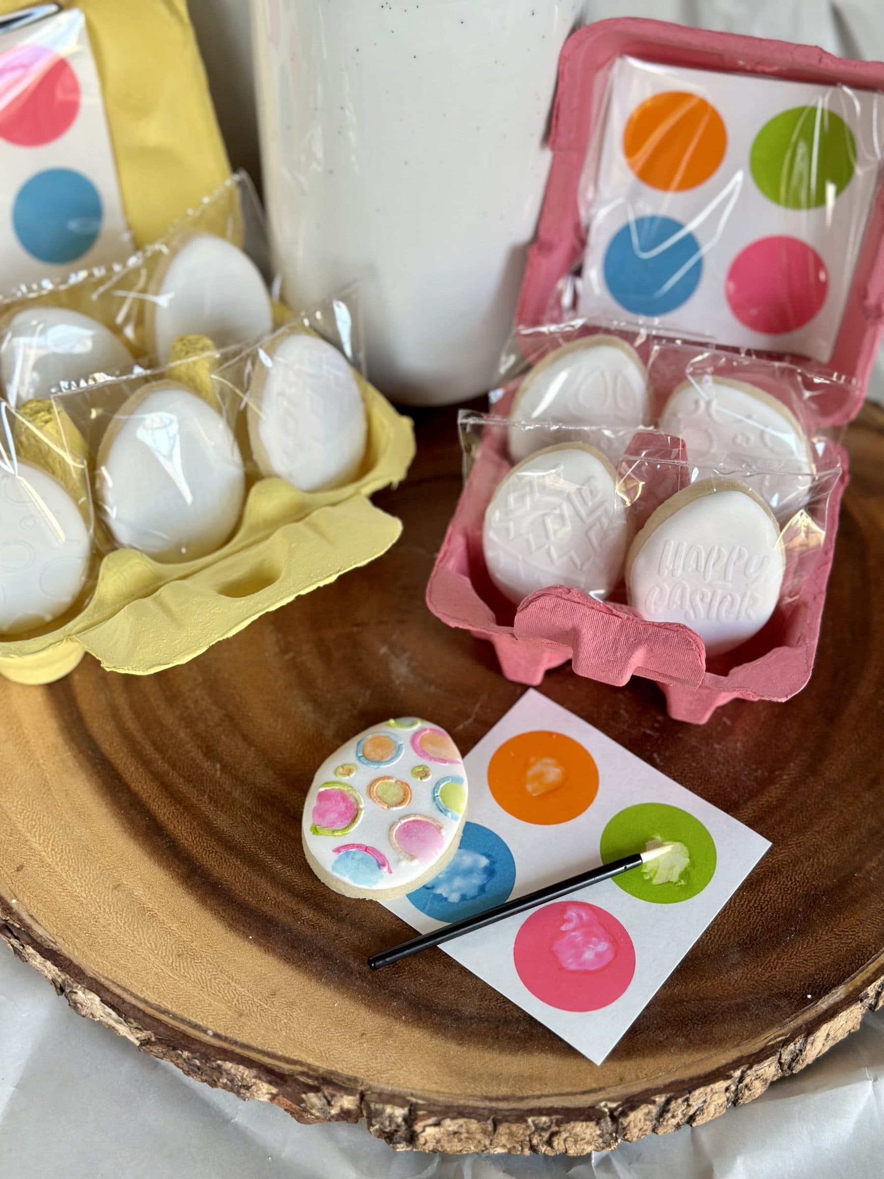 Easter egg cookies with a paint-your-own cookie kit