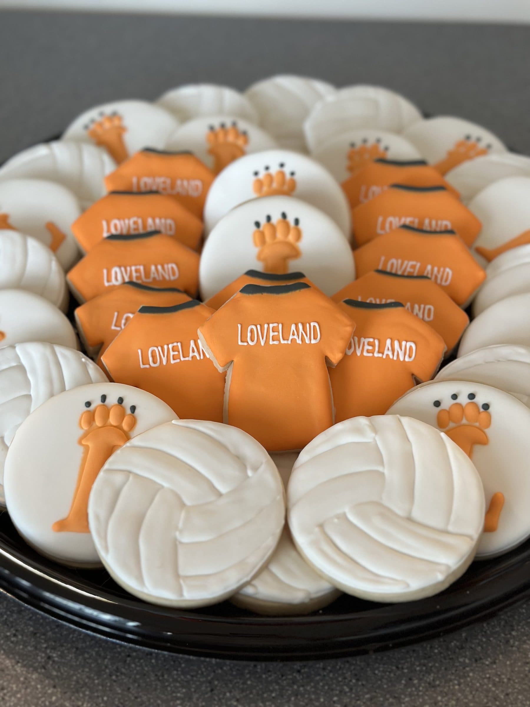 Loveland volleyball jersey and ball cookies