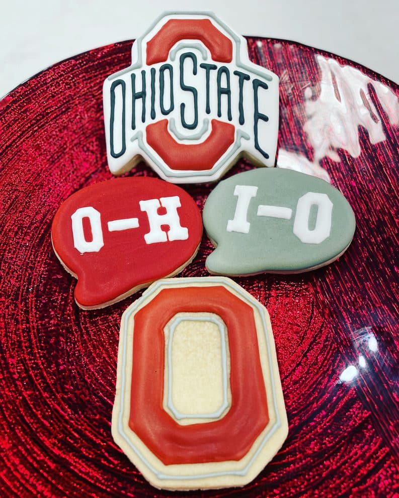 Ohio State logo and O-H I-O cookies